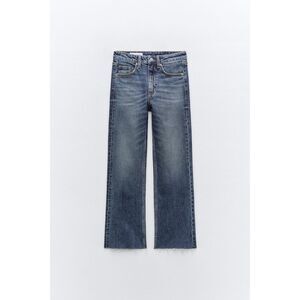 ZARA TRF Mid-Rise Flare Cropped Jeans | 8